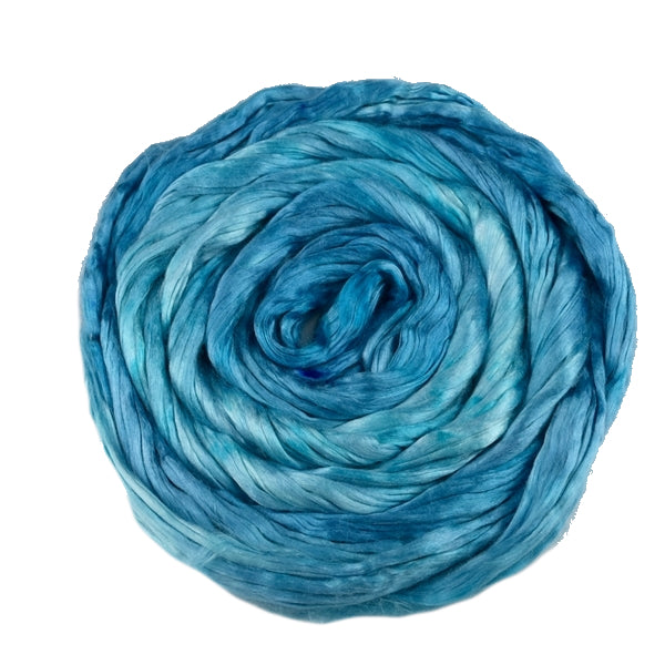 Mulberry Silk Roving Hand Dyed in Aqua Marine 13100| Silk Roving/Sliver | Sally Ridgway | Shop Wool, Felt and Fibre Online