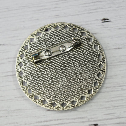 Wool Felt and Metal Round Brooch Pin in Aubergine 13144| Brooch | Sally Ridgway | Shop Wool, Felt and Fibre Online