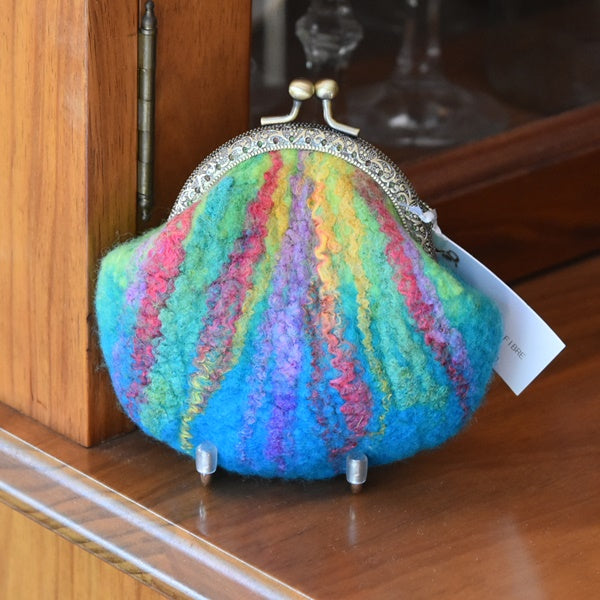 Blue Hand Made Wool Felted Coin Purse 13039-Coin Purse-1-Sally Ridgway Designs in Felt &amp; Fibre