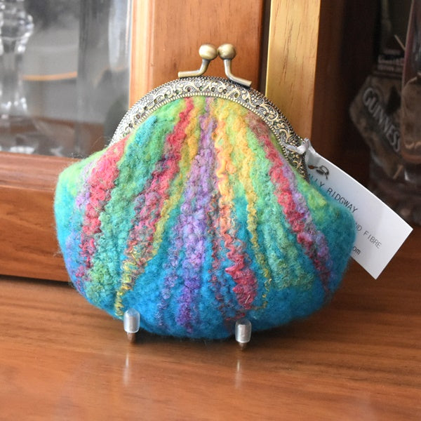 Blue Hand Made Wool Felted Coin Purse 13039-Coin Purse-2-Sally Ridgway Designs in Felt &amp; Fibre