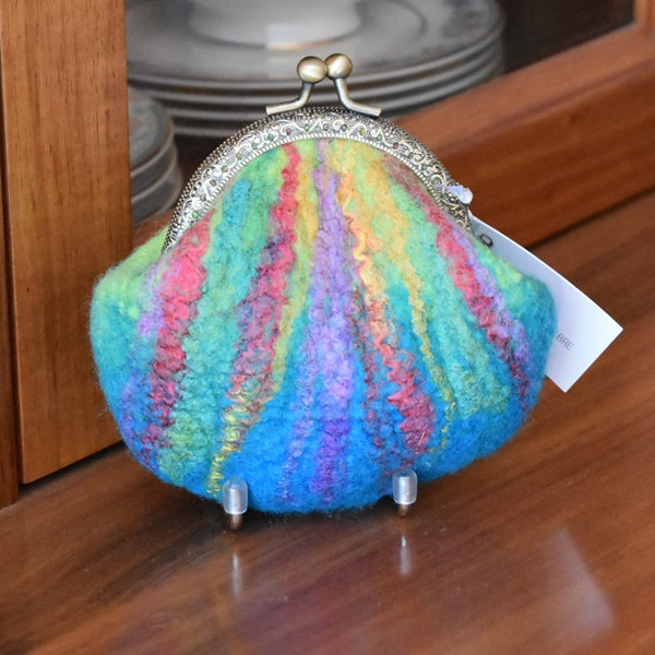 Blue Hand Made Wool Felted Coin Purse 13039-Coin Purse-3-Sally Ridgway Designs in Felt &amp; Fibre