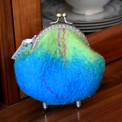 Blue Hand Made Wool Felted Coin Purse 13039-Coin Purse-4-Sally Ridgway Designs in Felt &amp; Fibre