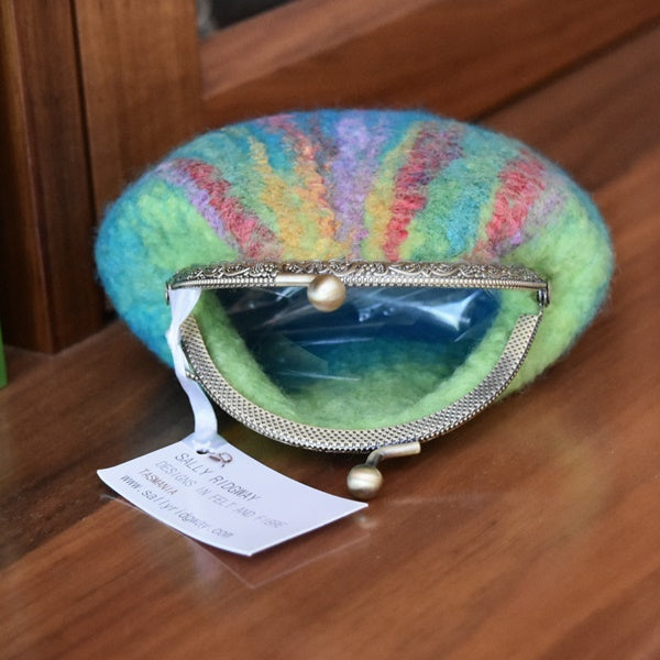 Blue Hand Made Wool Felted Coin Purse 13039-Coin Purse-5-Sally Ridgway Designs in Felt &amp; Fibre
