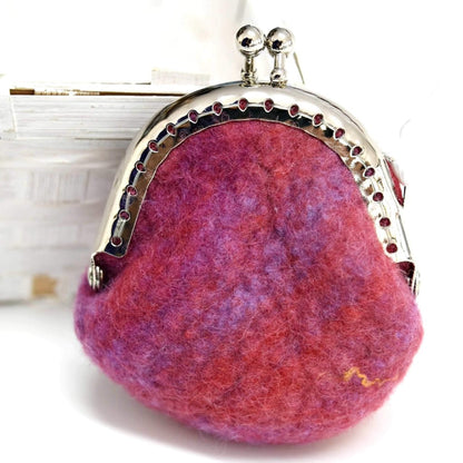 Wool Felted Coin Purse Handmade Kiss Lock Purse Multi 12543-Coin Purse-2-Sally Ridgway Designs in Felt &amp; Fibre