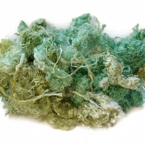 Green Silk Throwsters Waste Fibre Light Green Mix 20 grams 12350-Silk Throwster-1-Sally Ridgway Designs in Felt &amp; Fibre