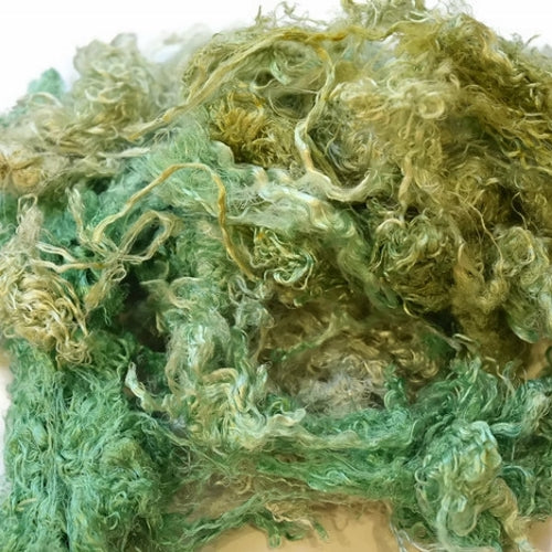 Green Silk Throwsters Waste Fibre Light Green Mix 20 grams 12350-Silk Throwster-2-Sally Ridgway Designs in Felt &amp; Fibre