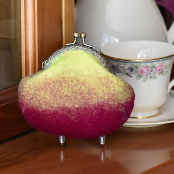 Wool Felted Coin or Accessory Purse in Raspberry 12300-Coin Purse-3-Sally Ridgway Designs in Felt &amp; Fibre