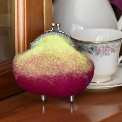 Wool Felted Coin or Accessory Purse in Raspberry 12300-Coin Purse-3-Sally Ridgway Designs in Felt &amp; Fibre