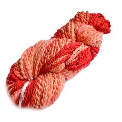 Hand Spun Chunky Australian Merino Wool Yarn Red Orange Apricot 12552-Hand Spun Yarn-2-Sally Ridgway Designs in Felt &amp; Fibre