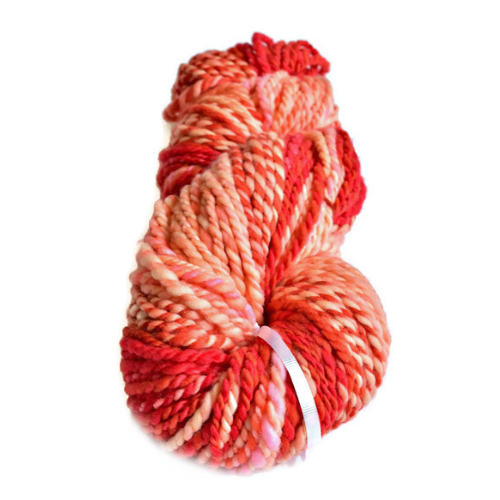 Hand Spun Chunky Australian Merino Wool Yarn Red Orange Apricot 12552-Hand Spun Yarn-1-Sally Ridgway Designs in Felt &amp; Fibre