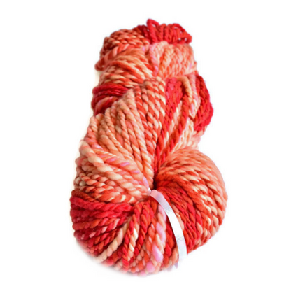Hand Spun Chunky Australian Merino Wool Yarn Red Orange Apricot 12552-Hand Spun Yarn-1-Sally Ridgway Designs in Felt &amp; Fibre