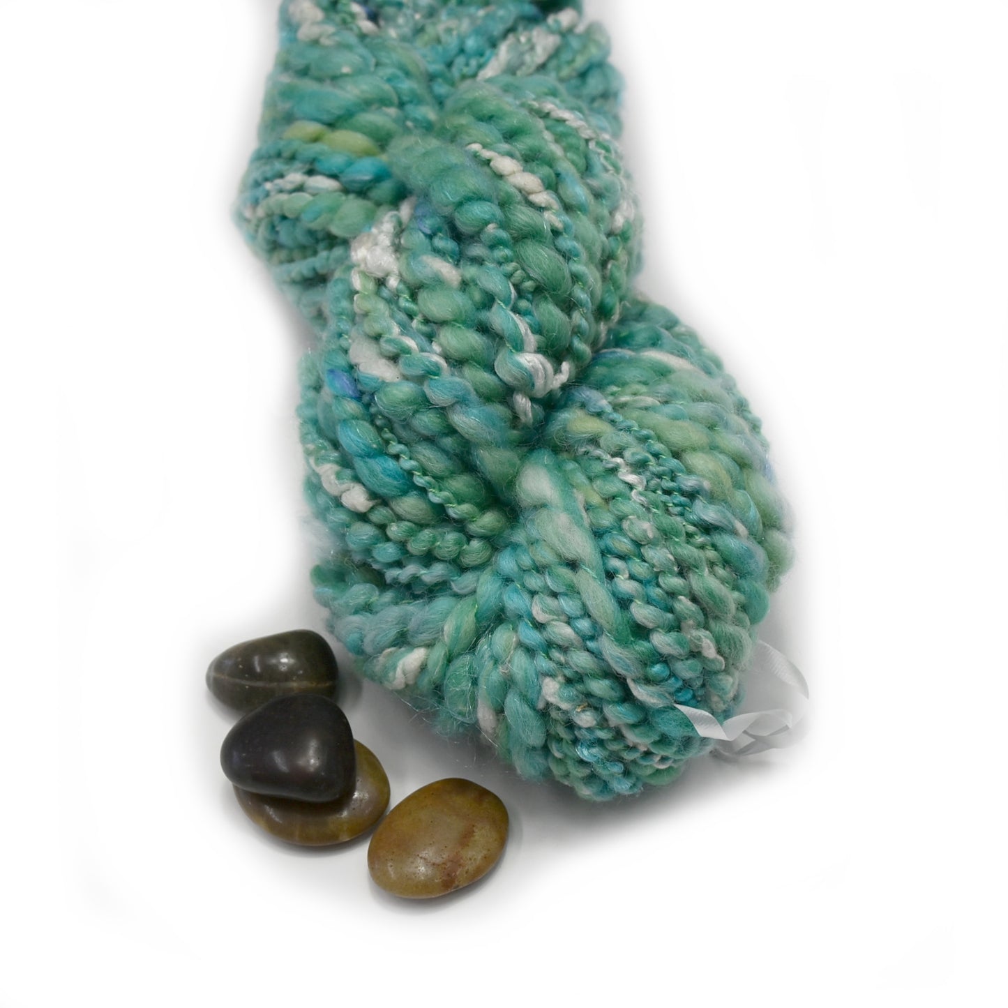 Hand Spun Australian Merino Wool Chunky Art Yarn in Opal Blue Green 12736-Hand Spun Yarn-3-Sally Ridgway Designs in Felt &amp; Fibre
