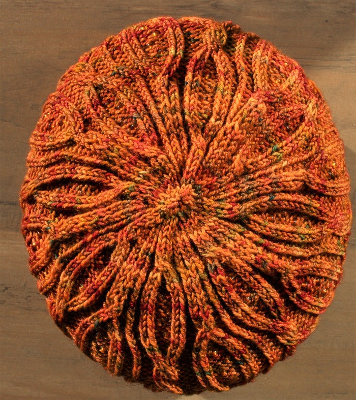 Leaves in Amber Beanie Pattern by Christie Wareham-Norfolk| Knitting Pattern | Sally Ridgway | Shop Wool, Felt and Fibre Online