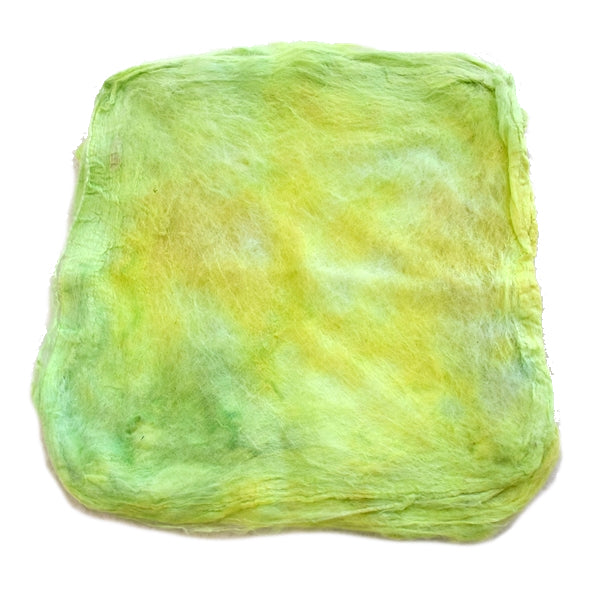 Mulberry Silk Hankies Hand Dyed Lime Crush 13292| Silk Hankies | Sally Ridgway | Shop Wool, Felt and Fibre Online