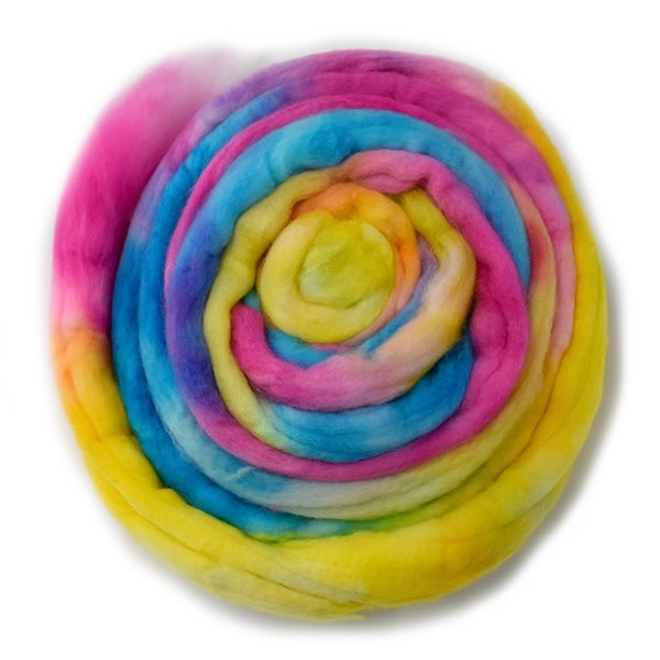 Superwash Tasmanian Merino Wool Top (Roving) Fluro Rainbow 12909| Superwash Merino Wool Tops | Sally Ridgway | Shop Wool, Felt and Fibre Online