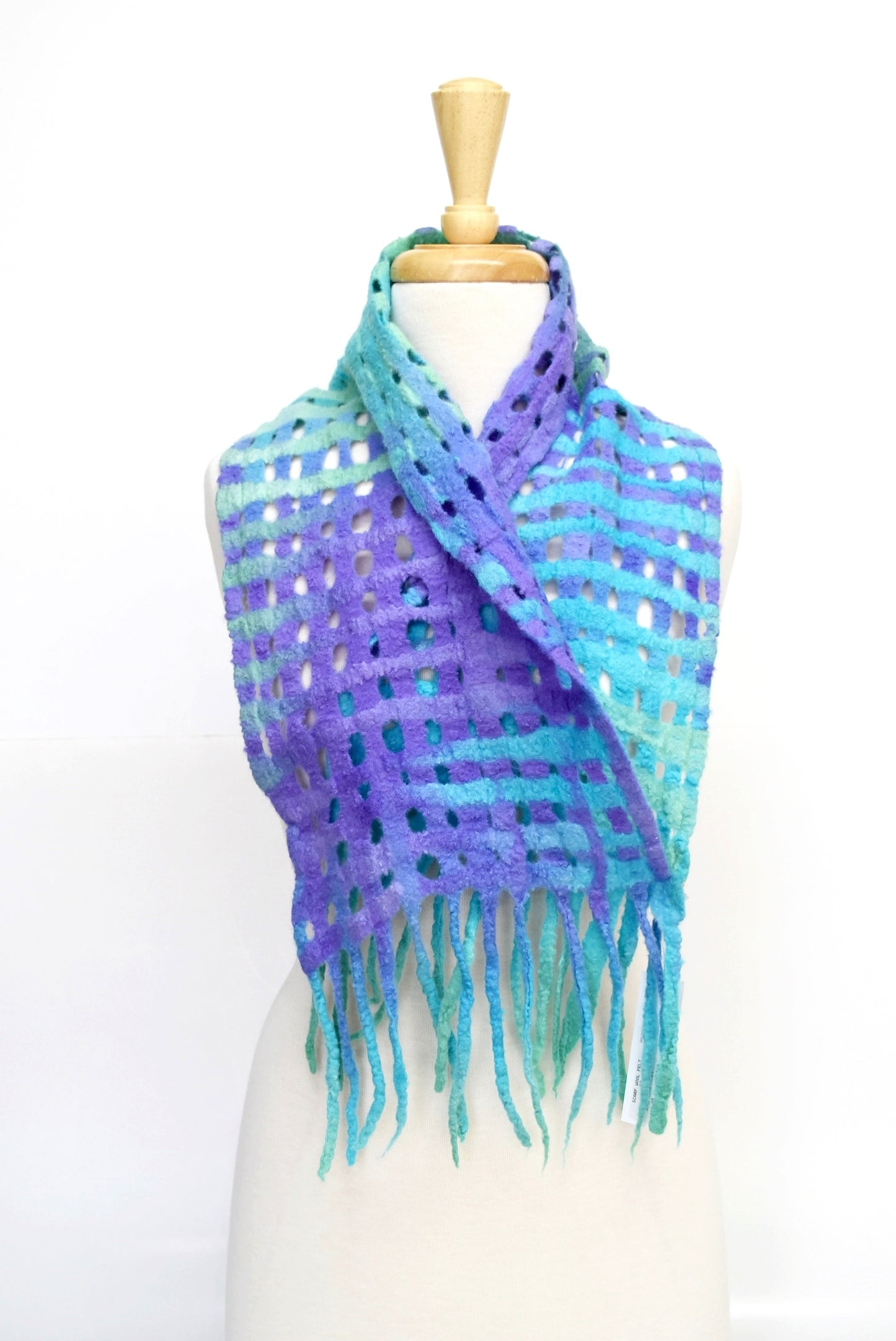 Merino Wool Felt Scarf Wrap Purple Blue Green Australian 12260-Wool Felt Scarves-4-Sally Ridgway Designs in Felt &amp; Fibre