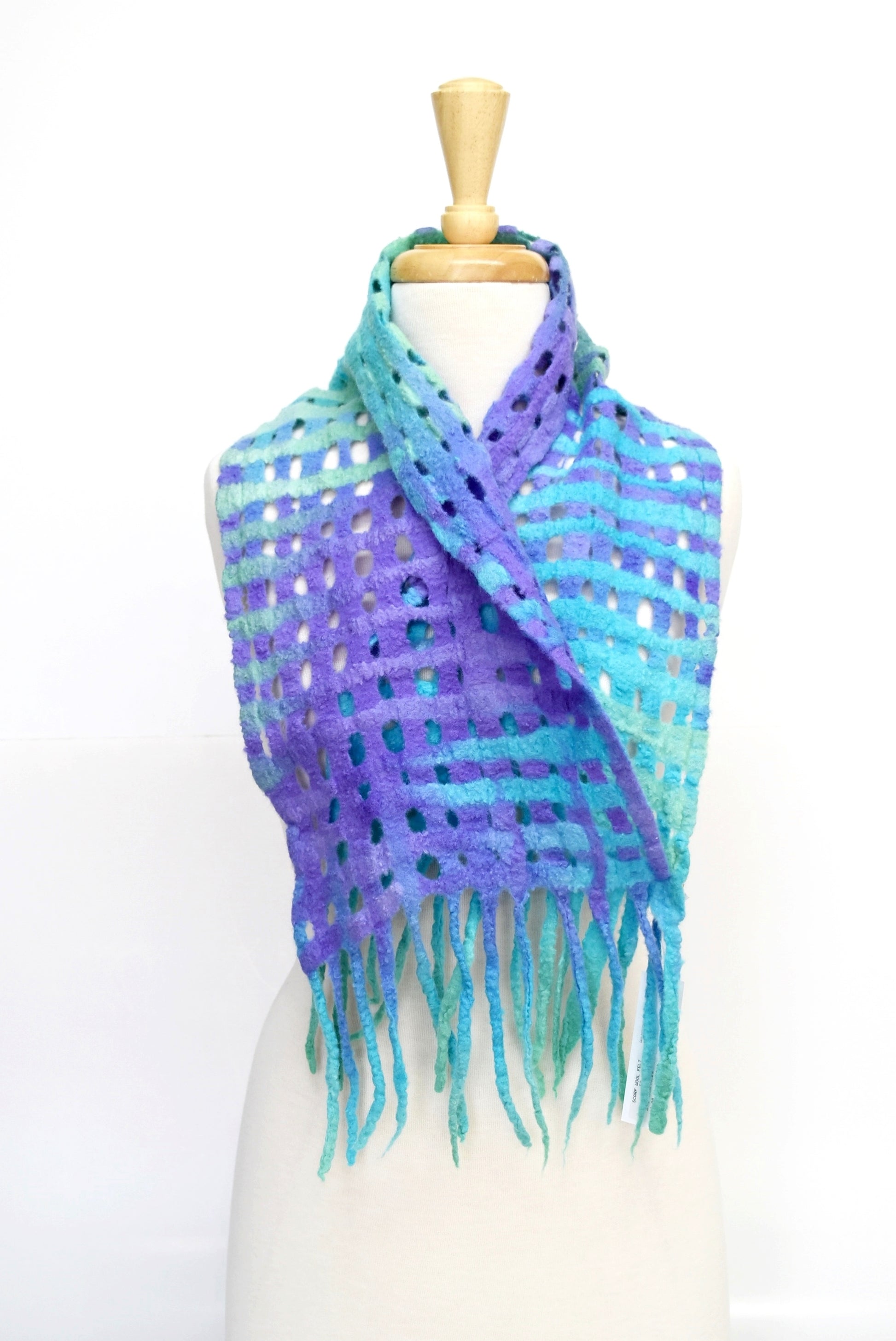 Merino Wool Felt Scarf Wrap Purple Blue Green Australian 12260-Wool Felt Scarves-4-Sally Ridgway Designs in Felt &amp; Fibre