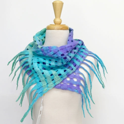 Merino Wool Felt Scarf Wrap Purple Blue Green Australian 12260-Wool Felt Scarves-2-Sally Ridgway Designs in Felt &amp; Fibre