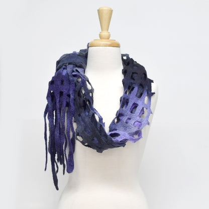 Merino Wool Felt Scarf Wrap Shawl in Deep Purple Charcoal 11568| Wool Felt Scarves | Sally Ridgway | Shop Wool, Felt and Fibre Online