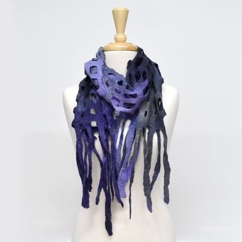 Merino Wool Felt Scarf Wrap Shawl in Deep Purple Charcoal 11568| Wool Felt Scarves | Sally Ridgway | Shop Wool, Felt and Fibre Online