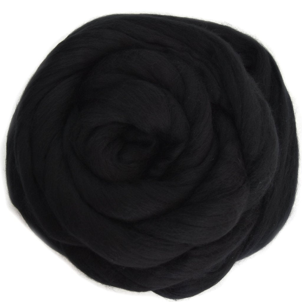 Black Merino Wool Roving Combed Wool Top | Spinning and felting wool supplies | Sally Ridgway | Shop Wool, Felt and Fibre Online