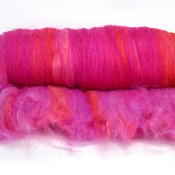 Tasmanian Merino Wool Carded Batts Hand Dyed Azalea 13155| Merino Wool Batts | Sally Ridgway | Shop Wool, Felt and Fibre Online