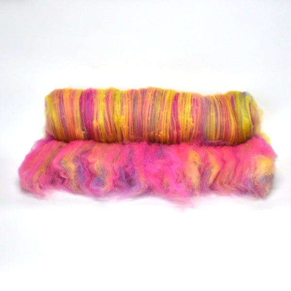 Tasmanian Merino Wool Carded Batts Hand Dyed Tuti Fruiti 13157| Merino Wool Batts | Sally Ridgway | Shop Wool, Felt and Fibre Online