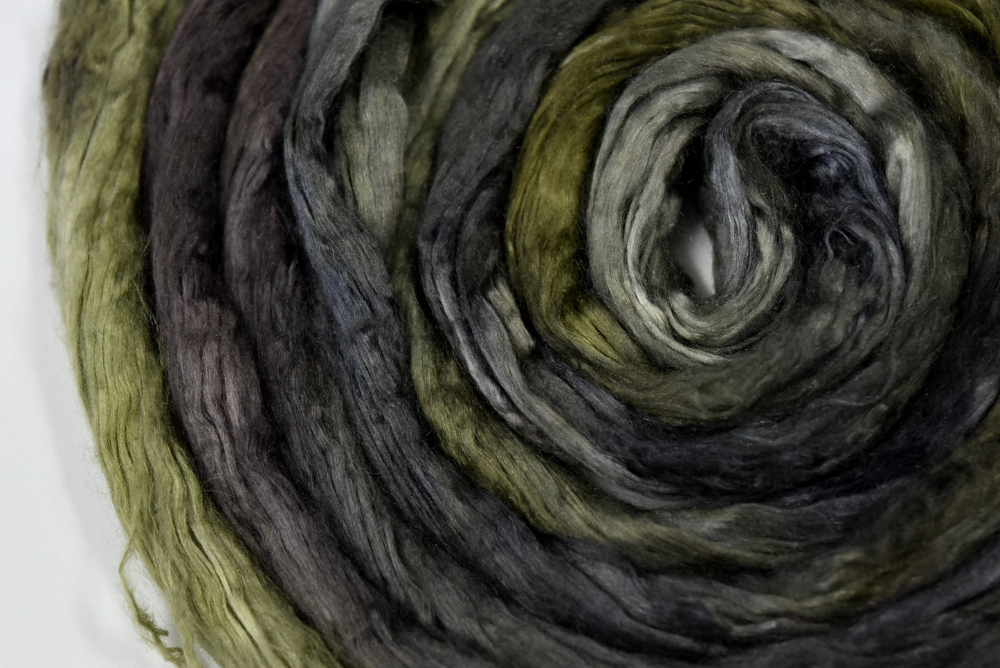 Mulberry Silk Roving Top Hand Dyed 20 gram Charcoal Olive Brown 12203-1-Sally Ridgway Designs in Felt &amp; Fibre