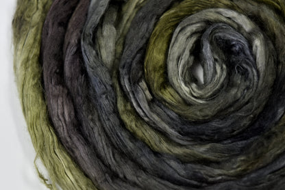 Mulberry Silk Roving Top Hand Dyed 20 gram Charcoal Olive Brown 12203-1-Sally Ridgway Designs in Felt &amp; Fibre