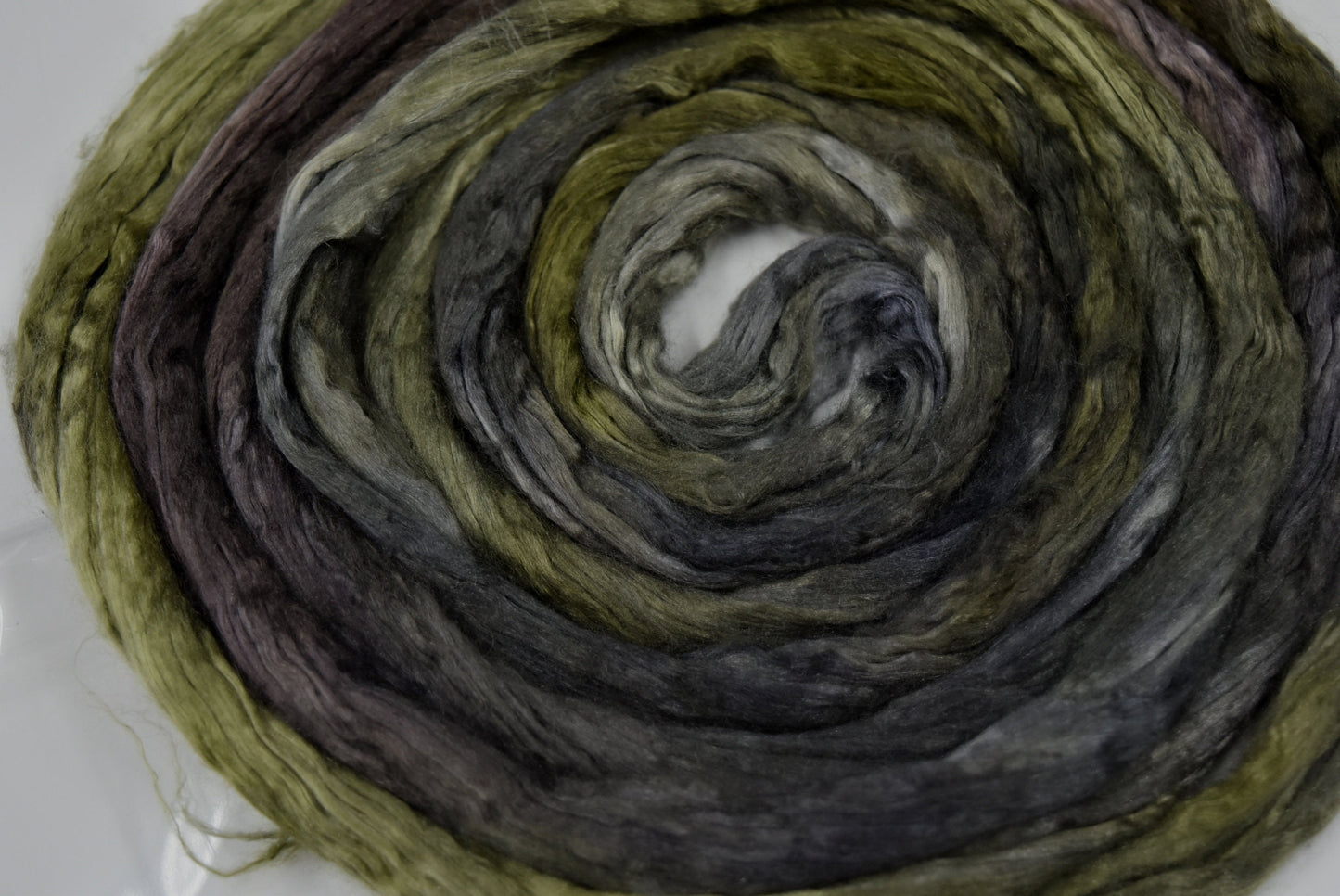 Mulberry Silk Roving Top Hand Dyed 20 gram Charcoal Olive Brown 12203-3-Sally Ridgway Designs in Felt &amp; Fibre