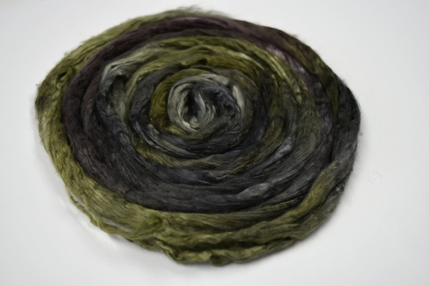 Mulberry Silk Roving Top Hand Dyed 20 gram Charcoal Olive Brown 12203-5-Sally Ridgway Designs in Felt &amp; Fibre
