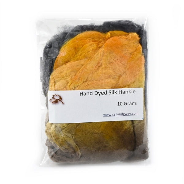 Mulberry Silk Hankies Hand Dyed Butternut Pumpkin 12871| Silk Hankies | Sally Ridgway | Shop Wool, Felt and Fibre Online