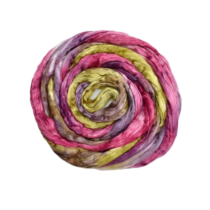 Mulberry Silk Roving Hand Dyed Vintage Rose| Silk Roving/Sliver | Sally Ridgway | Shop Wool, Felt and Fibre Online