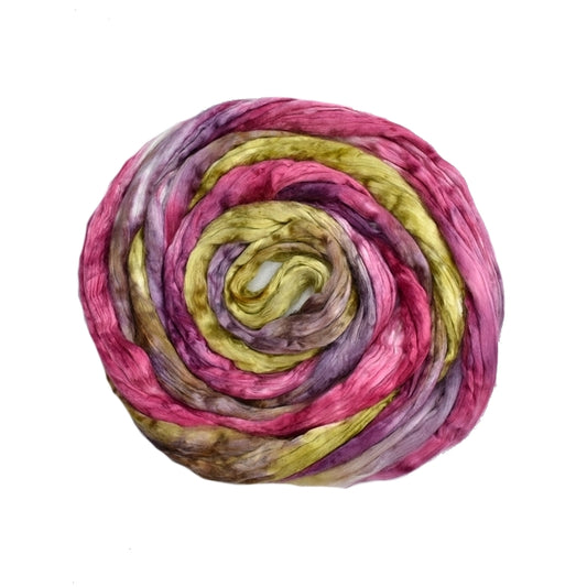 Mulberry Silk Roving Hand Dyed Vintage Rose| Silk Roving/Sliver | Sally Ridgway | Shop Wool, Felt and Fibre Online