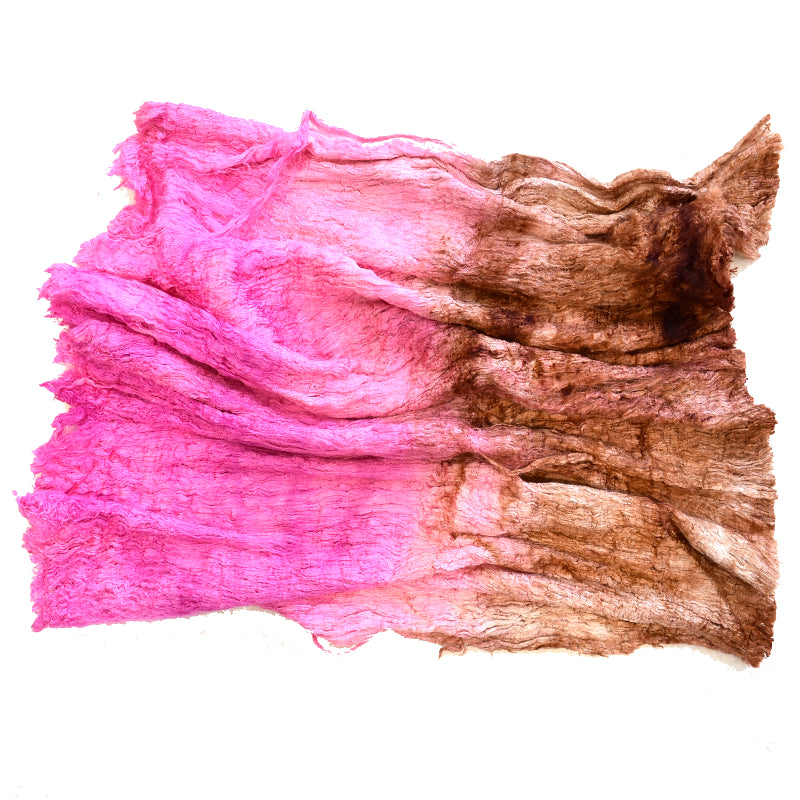 Mulberry Silk Cocoon Sheet Fabric Hand Dyed Pink Orange Mix 12395| Silk Cocoon Sheets | Sally Ridgway | Shop Wool, Felt and Fibre Online