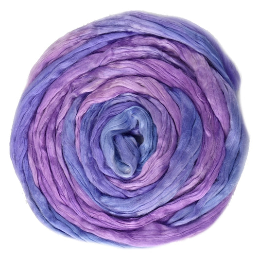 Mulberry Silk Roving Hand Dyed in Iris 12965| Silk Roving/Sliver | Sally Ridgway | Shop Wool, Felt and Fibre Online
