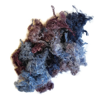 Mulberry Silk Throwster Fibre Recycled Fibre Hand Dyed Blue Purple Mix 20 grams 12348-Silk Throwster-2-Sally Ridgway Designs in Felt &amp; Fibre