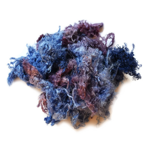 Mulberry Silk Throwster Fibre Recycled Fibre Hand Dyed Blue Purple Mix 20 grams 12348-Silk Throwster-1-Sally Ridgway Designs in Felt &amp; Fibre