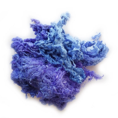 Mulberry Silk Throwster Waste Fibre Blue Purple 20 grams 12631| Silk Throwster | Sally Ridgway | Shop Wool, Felt and Fibre Online