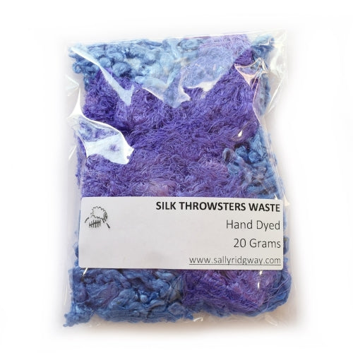 Mulberry Silk Throwster Waste Fibre Blue Purple 20 grams 12631| Silk Throwster | Sally Ridgway | Shop Wool, Felt and Fibre Online