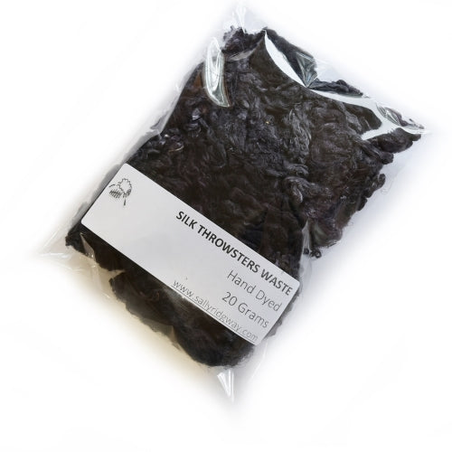 Mulberry Silk Throwster Waste Fibre Charcoal 20 grams 12622| Silk Throwster | Sally Ridgway | Shop Wool, Felt and Fibre Online
