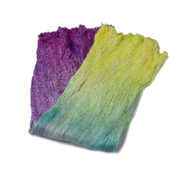 Mulberry Silk Cocoon Sheet Fabric Hand Dyed Rainbow Blend 12841| Silk Cocoon Sheets | Sally Ridgway | Shop Wool, Felt and Fibre Online