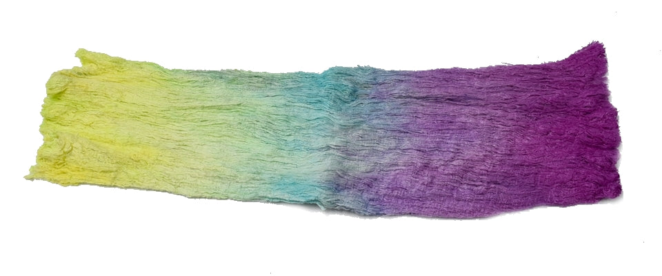 Mulberry Silk Cocoon Sheet Fabric Hand Dyed Rainbow Blend 12841| Silk Cocoon Sheets | Sally Ridgway | Shop Wool, Felt and Fibre Online