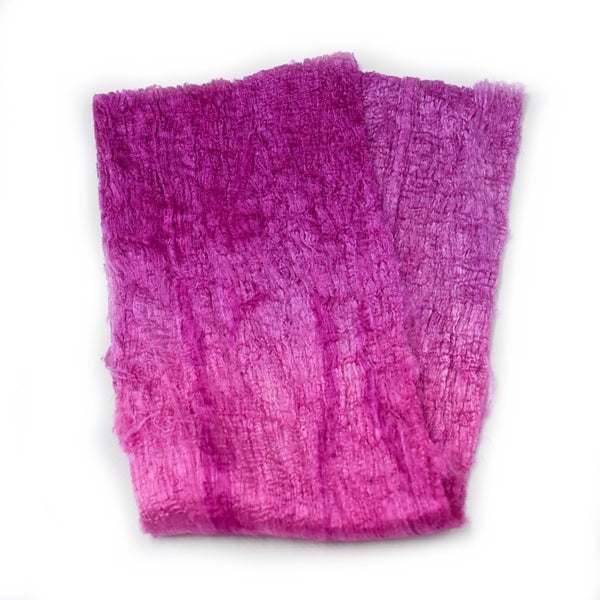 Mulberry Silk Cocoon Sheet Fabric Hand Dyed Fuchsia 12843| Silk Cocoon Sheets | Sally Ridgway | Shop Wool, Felt and Fibre Online