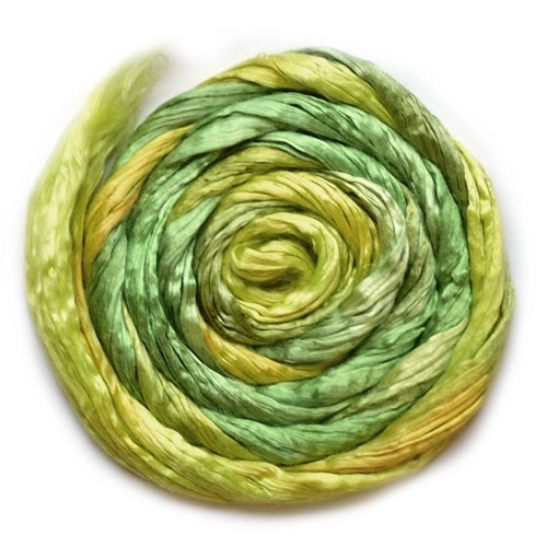 Mulberry Silk Roving Hand Dyed in Daffodil 20 Grams 12812| Silk Roving/Sliver | Sally Ridgway | Shop Wool, Felt and Fibre Online