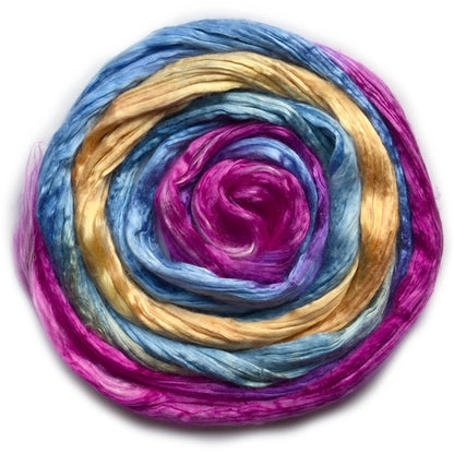 Mulberry Silk Roving Hand Dyed in Tropical 20 Grams 12813| Silk Roving/Sliver | Sally Ridgway | Shop Wool, Felt and Fibre Online
