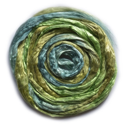 Mulberry Silk Roving Hand Dyed in Kelp Forest 20 Grams 12816| Silk Roving/Sliver | Sally Ridgway | Shop Wool, Felt and Fibre Online