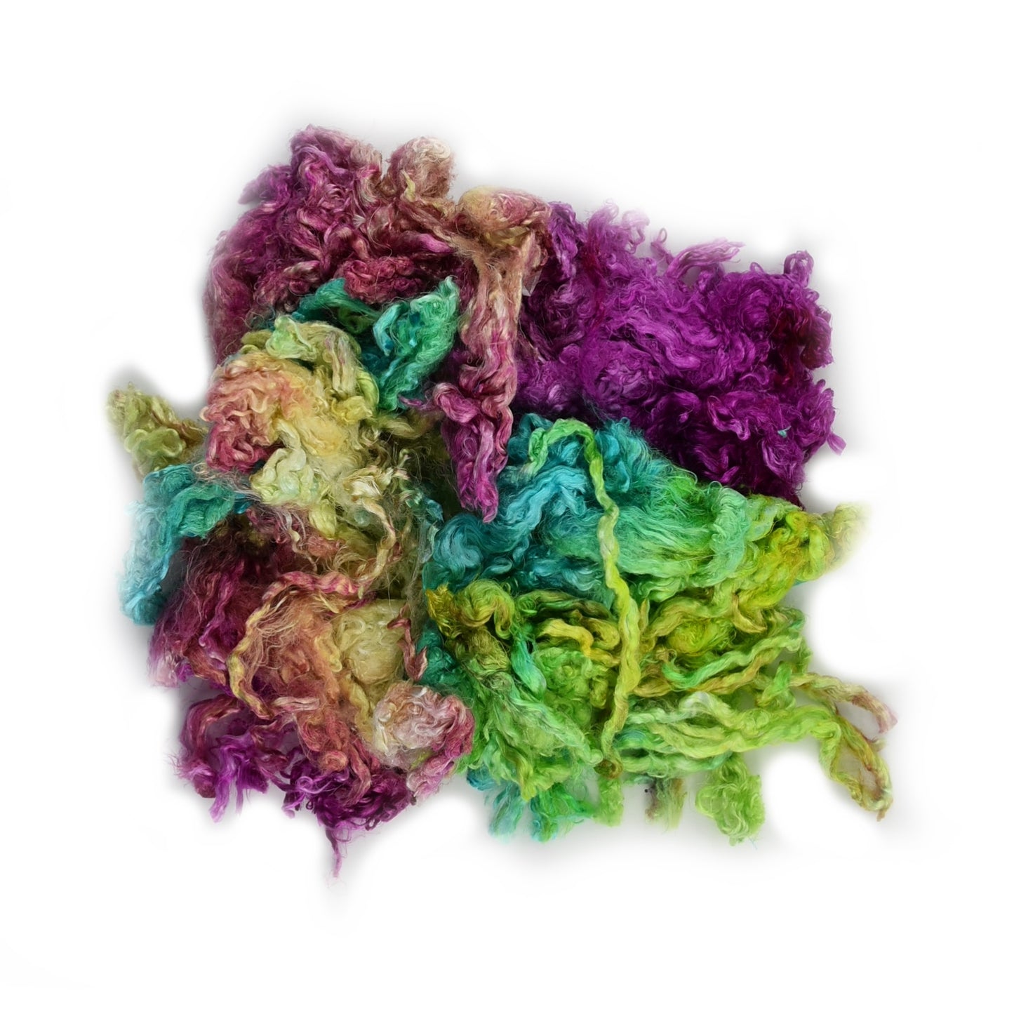 Mulberry Silk Throwster Waste 20 grams Hand Dyed Opal Crimson Lime 12632-Silk Throwster-1-Sally Ridgway Designs in Felt &amp; Fibre