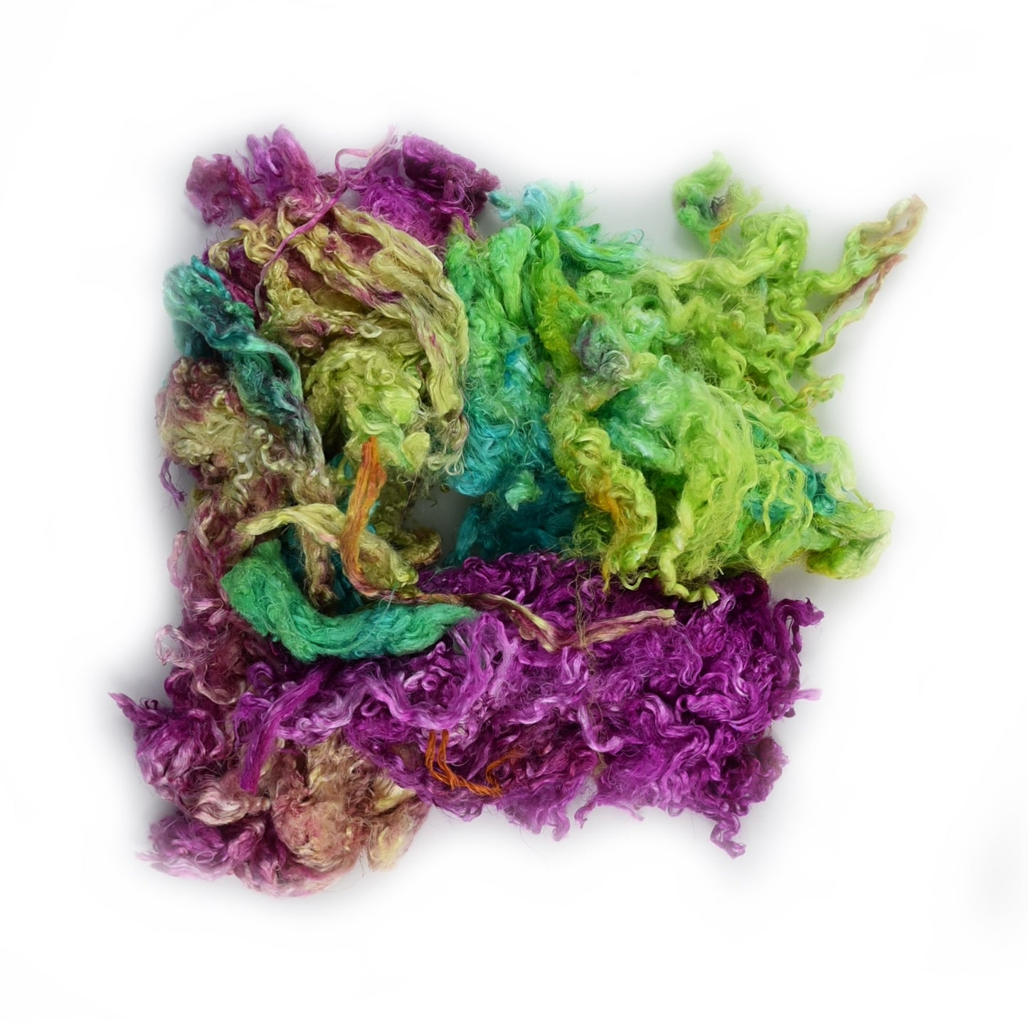 Mulberry Silk Throwster Waste 20 grams Hand Dyed Opal Crimson Lime 12632-Silk Throwster-2-Sally Ridgway Designs in Felt &amp; Fibre