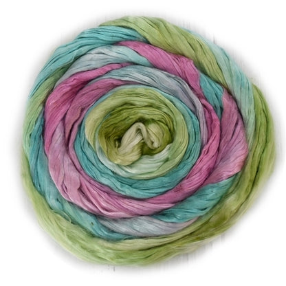 Mulberry Silk Roving Hand Dyed in Carnation 12966| Silk Roving/Sliver | Sally Ridgway | Shop Wool, Felt and Fibre Online